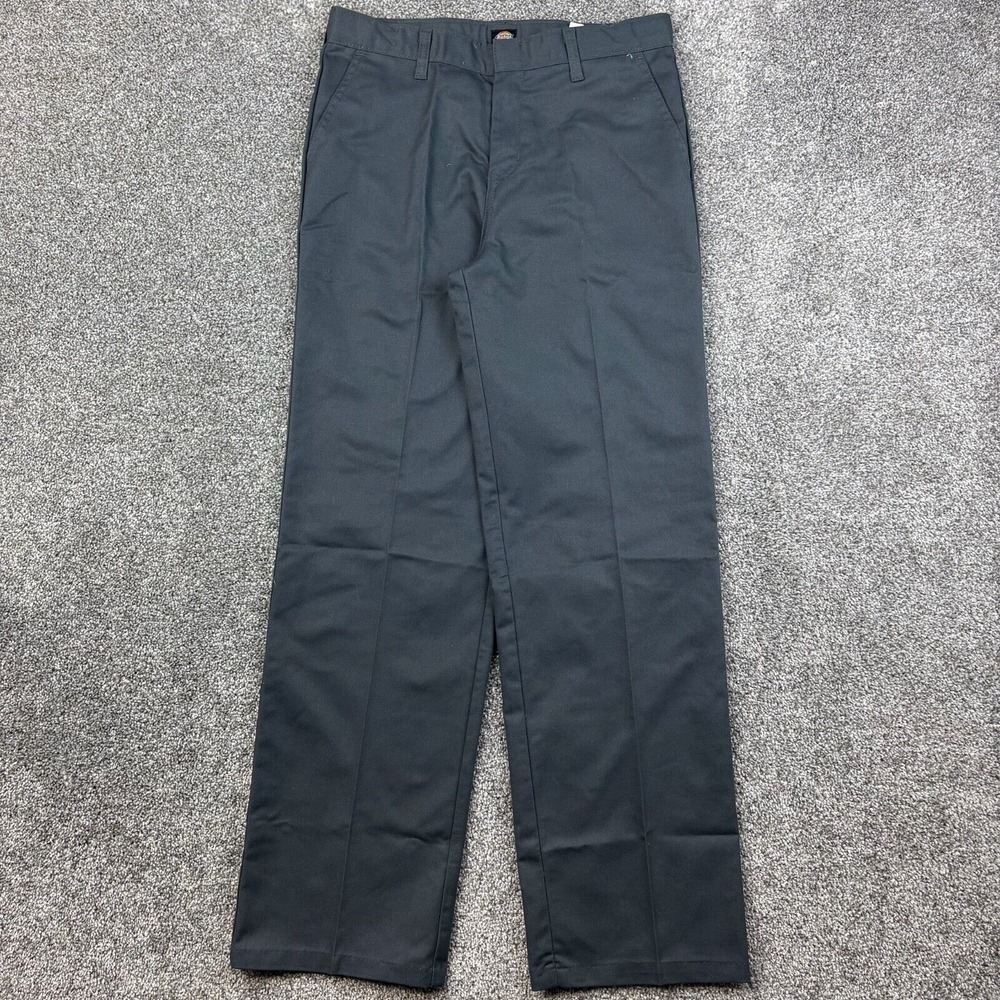 NWT Dickies Flat Front Pants Boys 18 Husky Gray Classic Fit Easy Care Adj Waist
